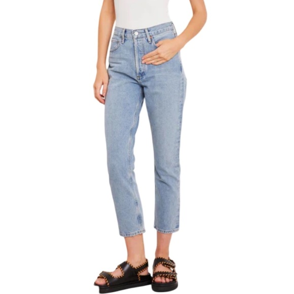 AGOLDE Riley High Rise Straight Leg Dimension Light Medium Blue Size 29 NEW NWT - Picture 1 of 14